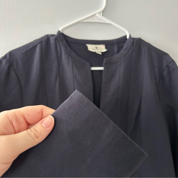 Tuckernuck Pleated Dress Long Sleeve 100% Cotton Navy Blue Size Small - Picture 4 of 11
